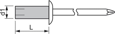 GESIPA Spreizniete Flachrundkopf Aluminium mit Stahldorn,4.8 x 14 mm, 250 Stück,1433743