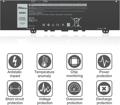 Wikinu 38Wh F62G0 Laptop Akku für Dell Inspiron 13 7000 7370 7373 7380 5370 7386 2-in-1 P83G P87G P9