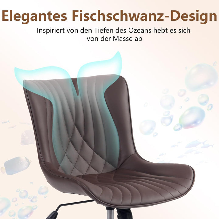 YOUTASTE Bürostuhl Ergonomischer im Fischschwanz-Design, Schreibtischstuhl Drehstuhl mit Rollen, Höh