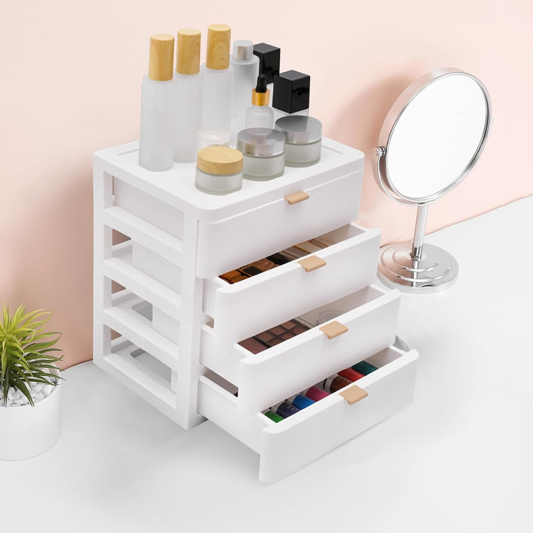 Rechteckig Weiss Tischplatte Schreibtisch-Aufbewahrungsbox,Schreibtisch-Organizer Mit Schublade,4 Sc