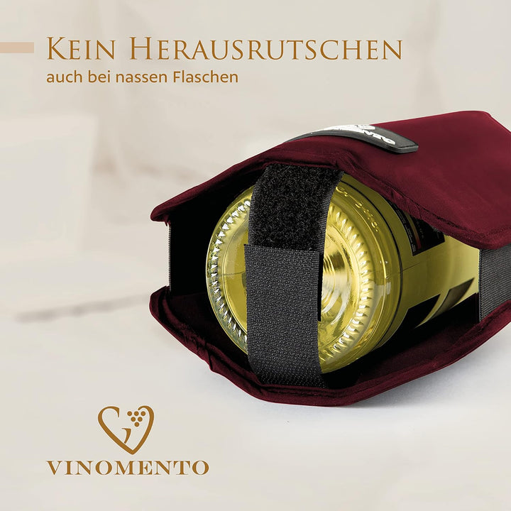 Kühlmanschette Wein mit Flaschensicherung, weinrote Flaschenkühler Manschette, Weinkühler Manschette