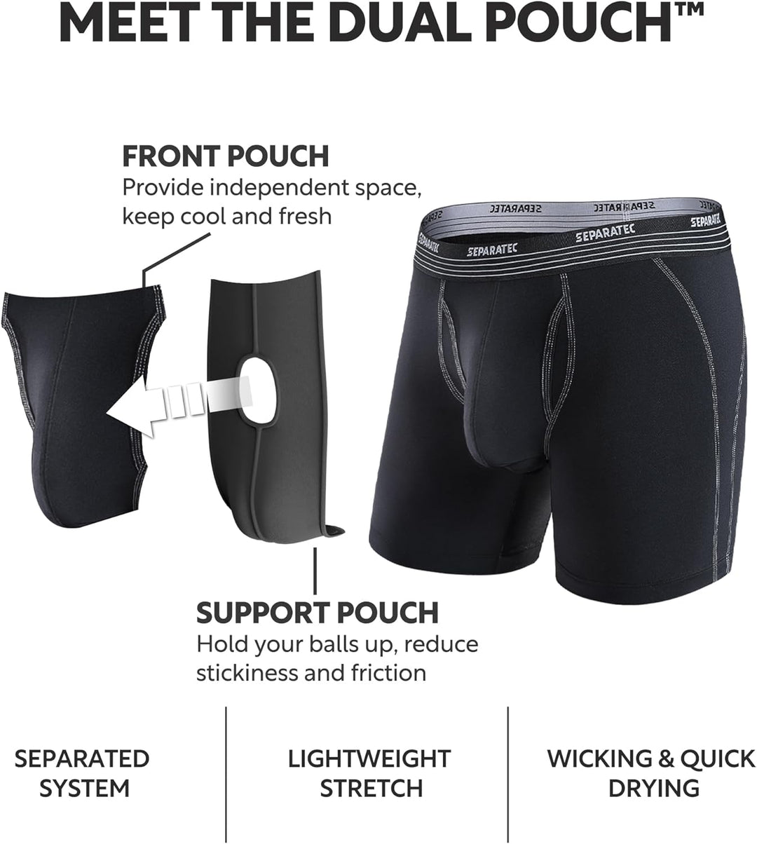 Separatec Boxershorts Herren Mehrfachpackung Sport Schnell trocknend Doppelbeutel Dual Pouch Unterho