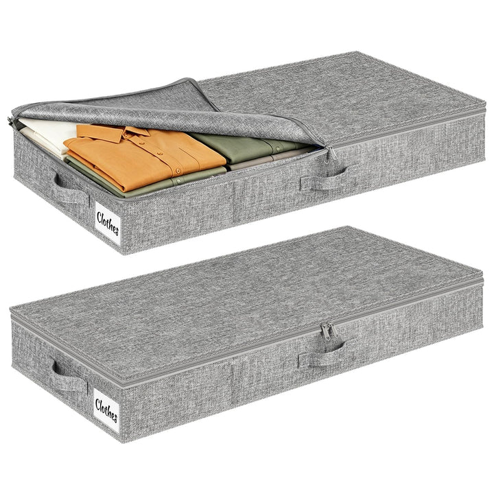 Unterbett Aufbewahrungsbox 12 cm mit Deckel, 2 Stück Faltbare Unterbettkommode Stabil, Platzsparend