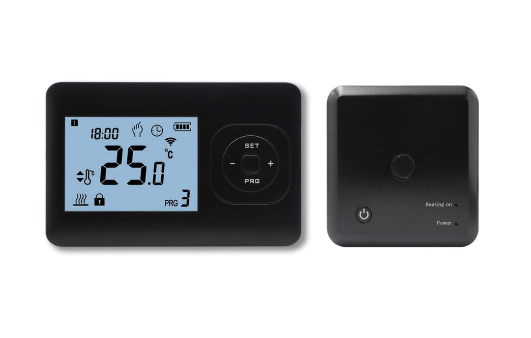 Hochwertige Heizung – Basic-Thermostat in Schwarz – inklusive Aufputzempfänger TC-05 – WLAN-Modell K
