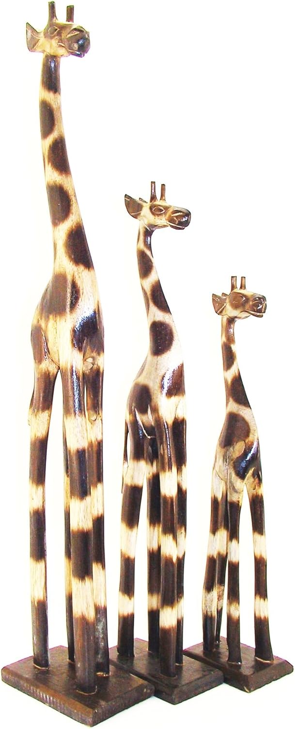 3 er Set 100cm 60cm 20cm Holz Holzgiraffen Familie Holzgiraffe Giraffe Afrika Stil GH