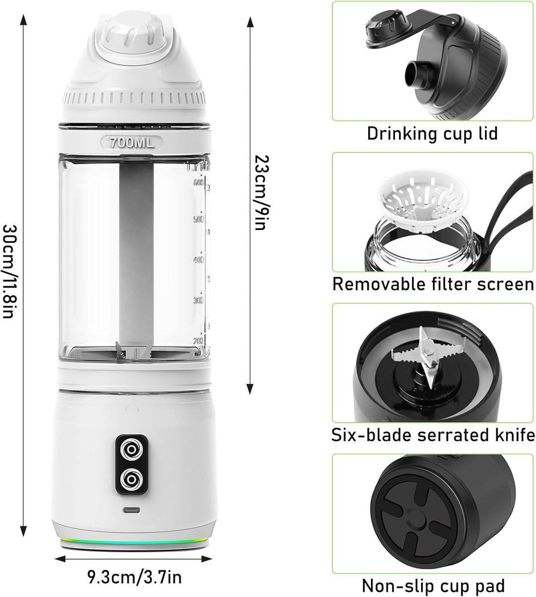 Herbst Tragbarer Mixer 700ml Smoothie Maker to Go, Fresh Juice Mixer Flasche mit 6 Klinge und USB Wi