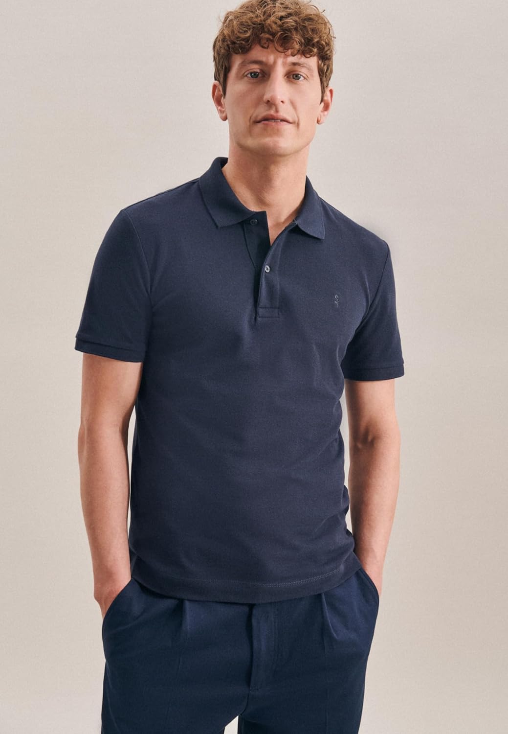 Seidensticker Herren Slim Fit-Poloshirt Kurzarm Polo Shirt S Dunkelblau, S Dunkelblau