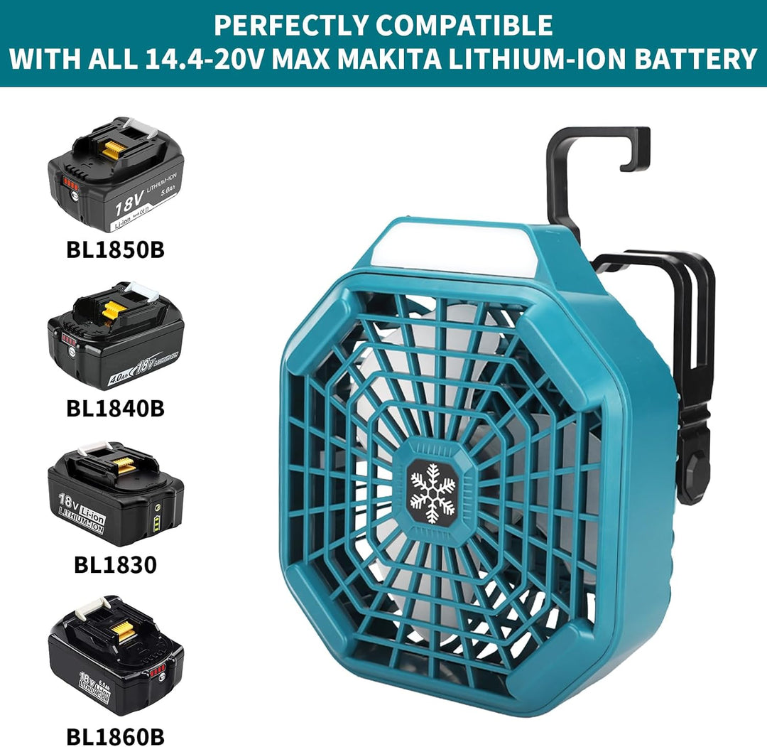 Taingwei Akku Ventilator mit Fernbedienung kompatibel mit Makita 18V Akku, leise Camping Ventilator