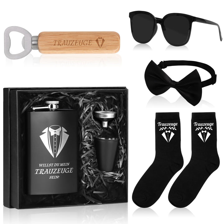Trauzeuge Fragen Mann Willst Du Mein Trauzeuge Sein 8oz Flachmann Socken Flaschenöffner Mit Holzgrif