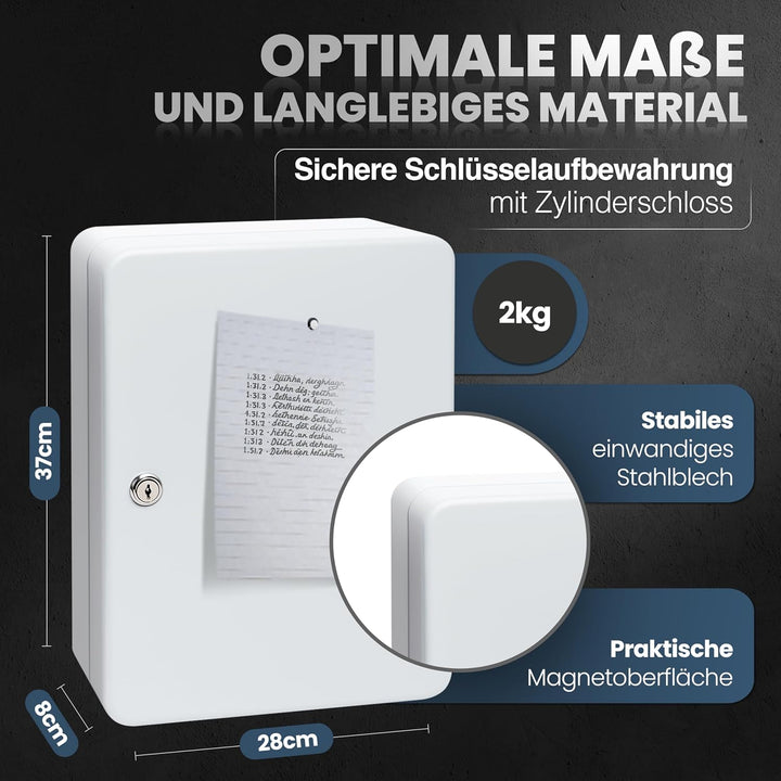 Schlüsselkasten 370x280x80mm, 48 Haken inkl. Schlüsselanhänger