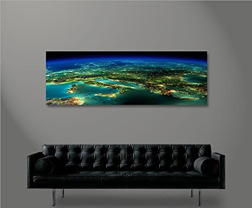 islandburner Bild Bilder auf Leinwand Europa vom Weltall V2 Panorama XXL Poster Leinwandbild Wandbil