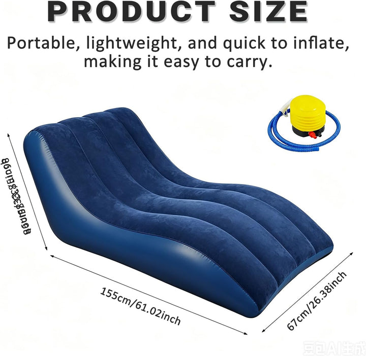 Aufblasbares Sofa, Aufblasbare Couch mit beflockter Oberfläche, Wasserdichtes Luftsofa, Sessel aufbl