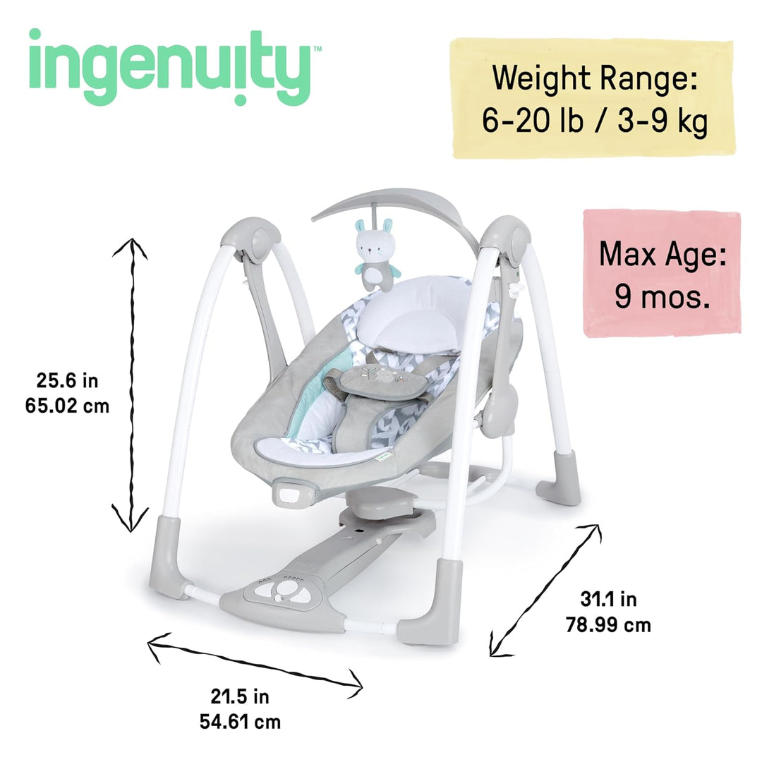 Ingenuity, Raylan 2 in 1 zusammenklappbare Babschaukel und -sitz, mit Vibrationen, automatischem Sch