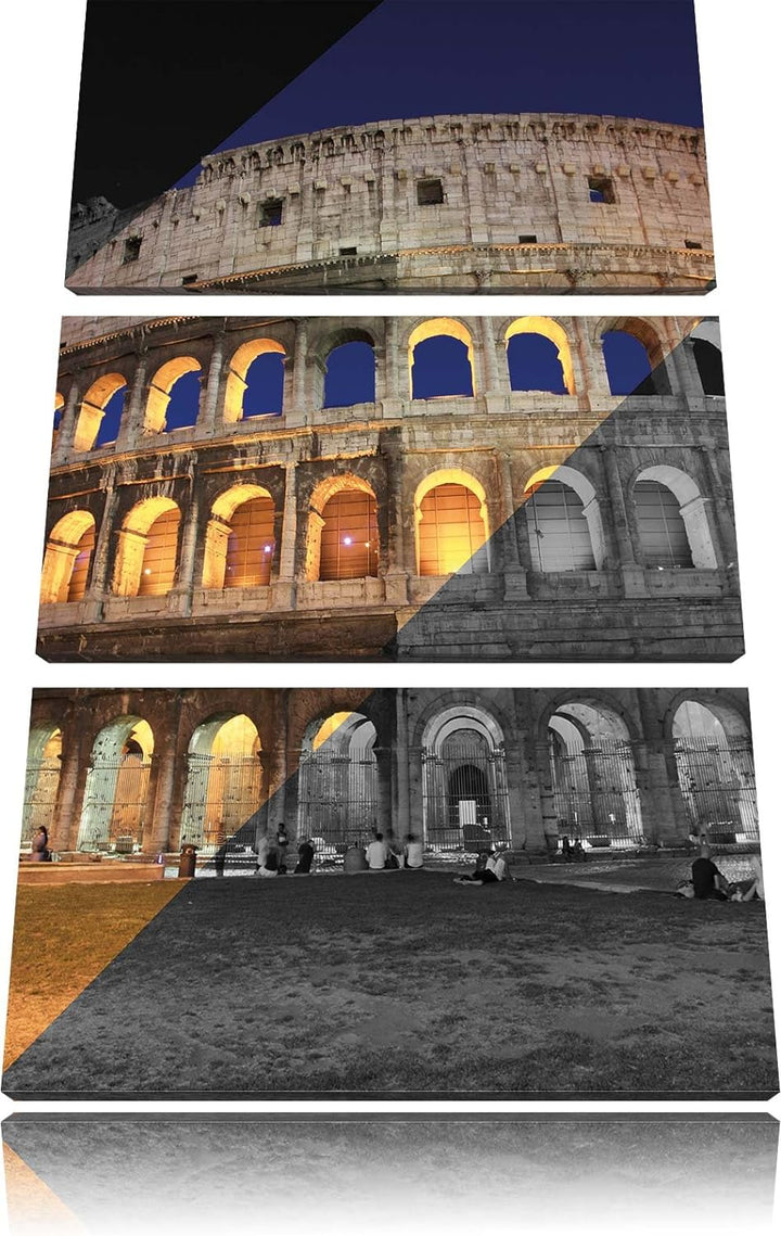 Pixxprint Colosseum in Rom Italien als Leinwandbild/Grösse: 3 Teilig (120x80 cm) cm/Wandbild/Kunstdr
