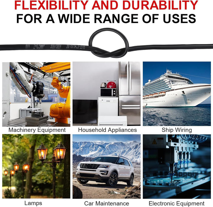 AOHEWEI 2 × 0,5 mm² flaches, zweiadriges Doppelkabel, 2 Leiter, elektrischer Kupferdraht, 5 V, 12 V,