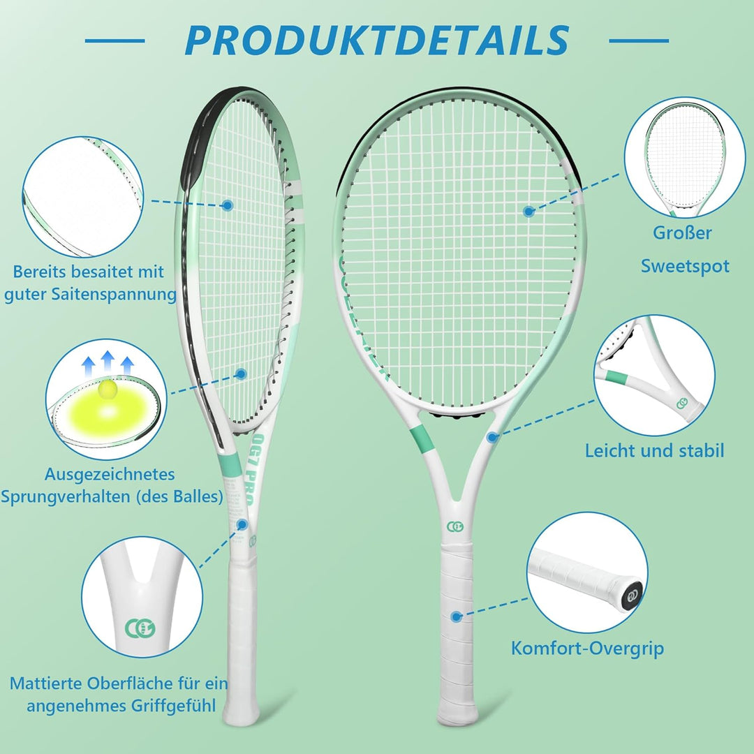 OGEENIER Tennis Racket 27 Zoll Tennisschläger Damen Herren Graphitrahmen Tennis Schläger für Erwachs