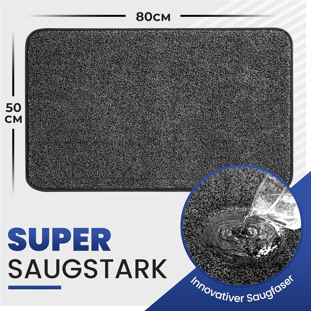 Mibao Fussmatte Innen 50 x 80 cm, Schmutzfangmatte für den Eingangsbereich, Türmatte, rutschfeste, S