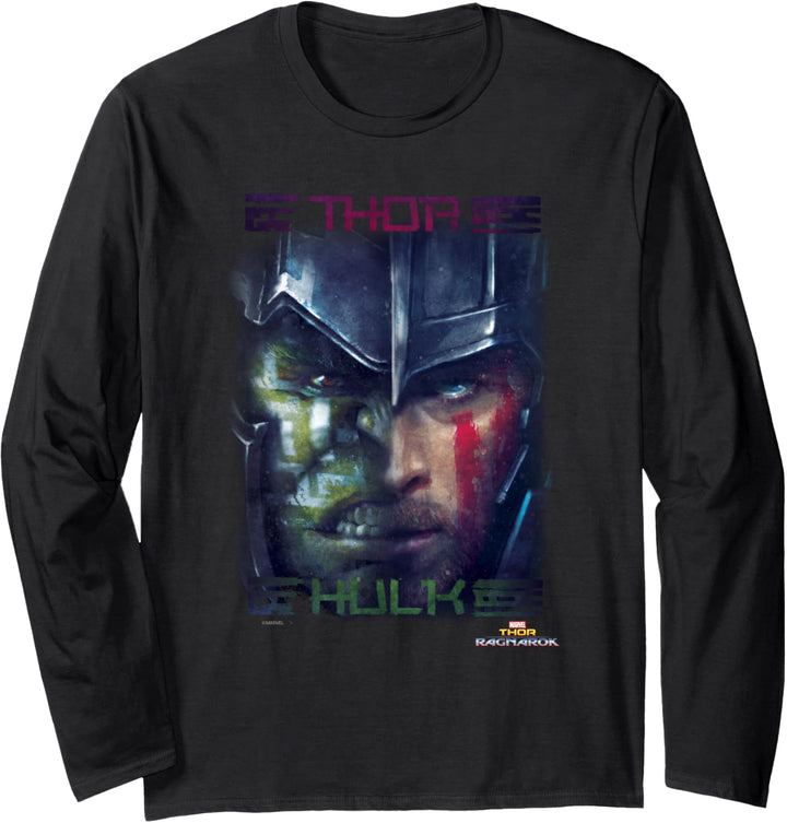 Marvel Thor: Ragnarok Thor And Hulk Split Face Poster Langarmshirt