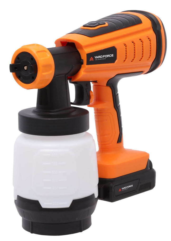 Yard Force Akku-Farbsprühgerät LP C06P mit 20V / 2,0 Ah Lithium Akku, bürstenloser Motor, 1000 ml Be