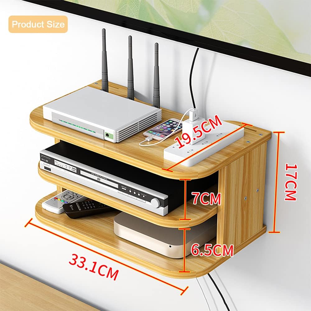 Hggzeg WiFi Router Aufbewahrungsbox Schwebende Regale TV Set-Top-Rack, Wandmontage mehrschichtige Ka