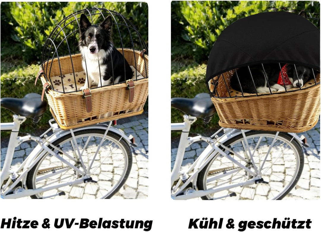 Sonnensegel für Hundefahrradkorb &amp; Fahrradkorb – Grosses, verstellbares Schutznetz für Hunde – Atmun