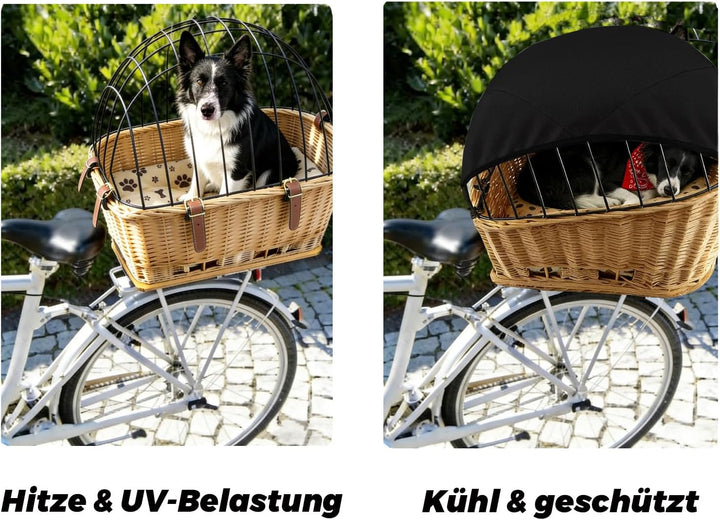 Sonnensegel für Hundefahrradkorb &amp; Fahrradkorb – Grosses, verstellbares Schutznetz für Hunde – Atmun