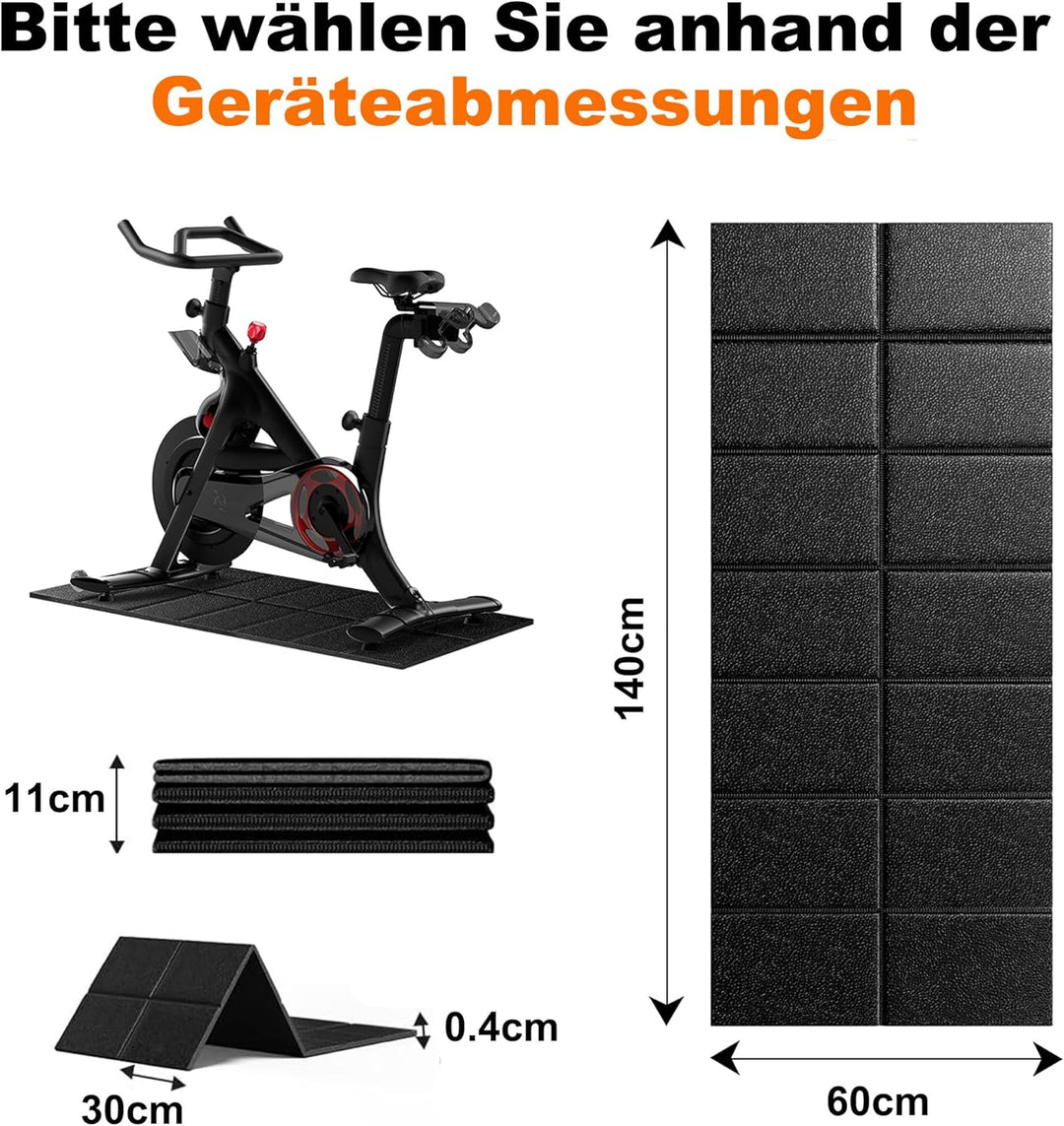 Laufbandmatte, Bodenschutzmatte 140x60 cm Faltbar, Hochdichte PVC zur Schalldämmung & Stossdämpfung,