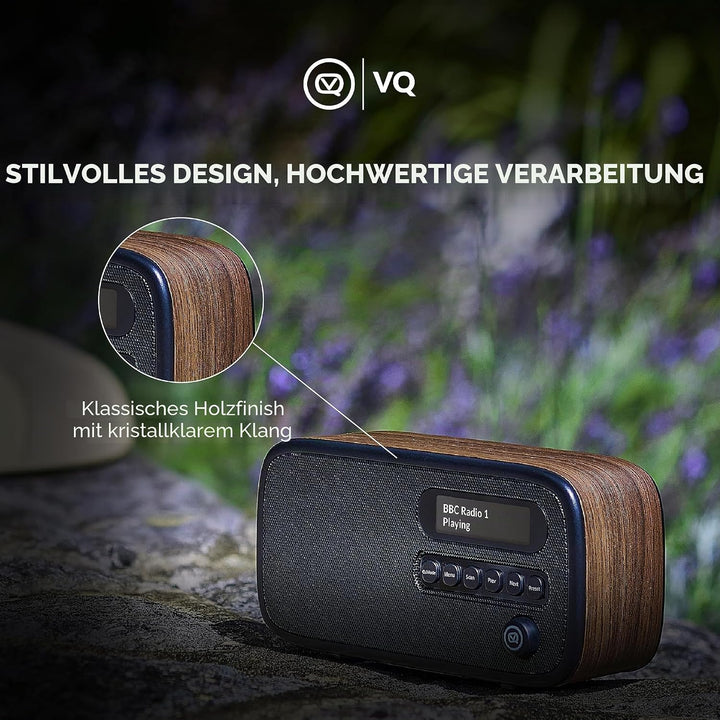 VQ Dexter Radio DAB Plus/DAB mit FM, 3 Watts Stereo Lautsprecher und LCD Bildschirm - Batteriebetrie