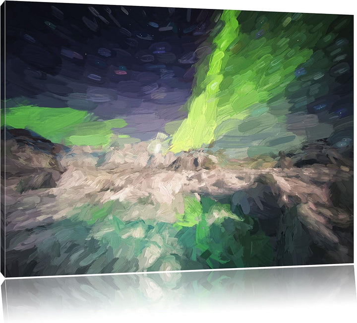 Pixxprint gewaltiges Polarlicht Kunst als Leinwandbild/Grösse: 100x70 cm/Wandbild/Kunstdruck/fertig