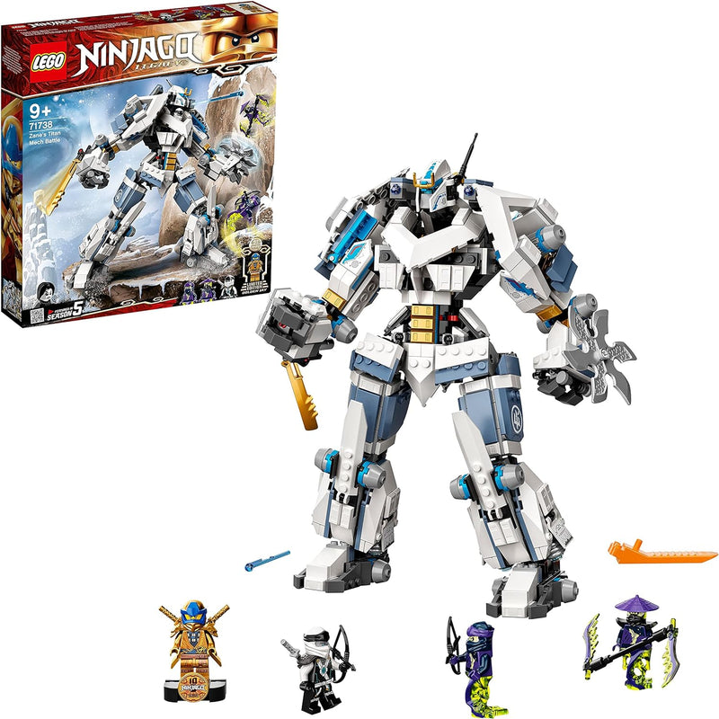 LEGO 71738 NINJAGO Legacy Zanes Titan-Mech Ninja Bauset mit Jay als goldene Figur und 2 Geisterkämpf