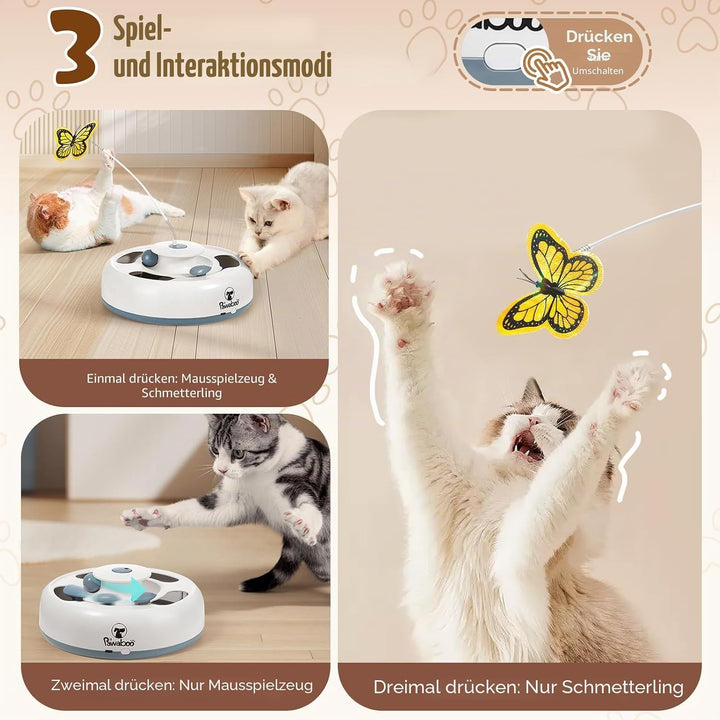 Pawaboo Automatisches Interaktives Katzenspielzeug, Kätzchenspielzeug mit Flatternden Schmetterlinge