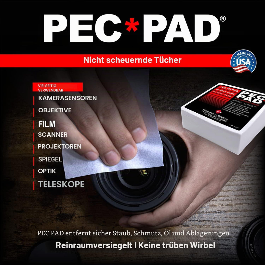 PEC-PAD Lint Free Wipes 4”x4” Non-Abrasive Ultra Soft Cloth for Cleaning Sensitive Surfaces Like Cam