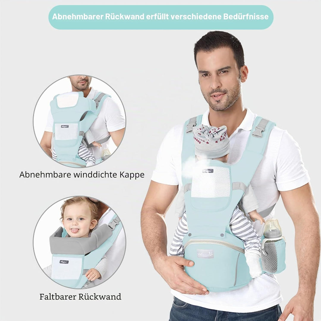 IULONEE Neugeborene Babytrage Baby Carrier Ergonomisch Babytrage mit Hüftsitz Multifunktional Kinder