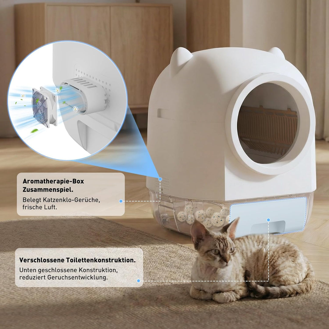 Devoko elektrisches katzenklo selbstreinigend, 90L Self-Cleaning Cat Litter Tray, niedliches Design