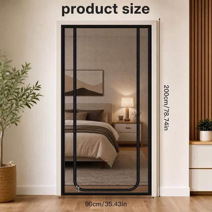 90cm x 200cm Katzengitter Tür - Katzengitter Balkontür Katzenschutz mit Reissverschluss Katzen aus L