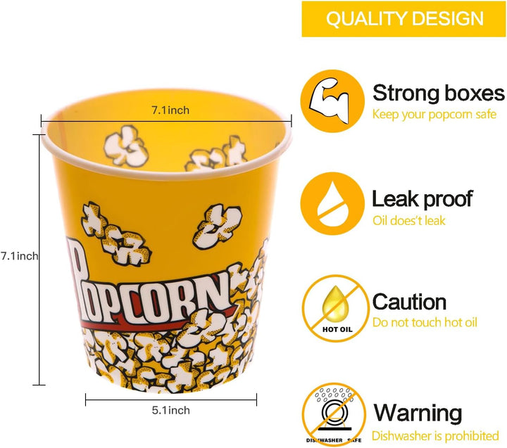 Novelty Place Retro-Stil Kunststoff Popcornbehälter für Movie Night - 7,25" gross x 7,25" Top Durchm