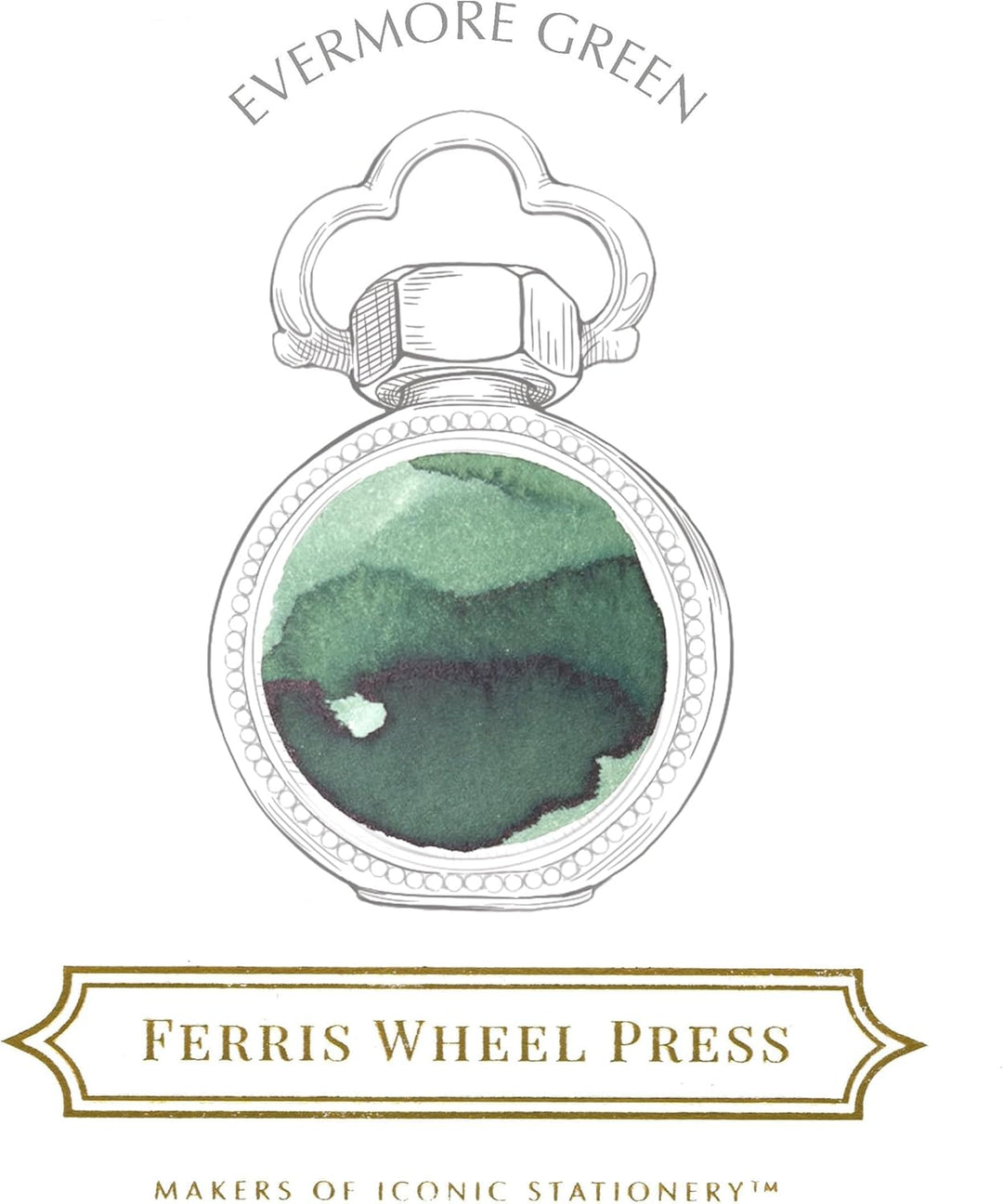 Ferris Wheel Press Ink, Everyday Ink Collection, Evermore Green, Acacia Green, 38ml Fountain Pen Ink