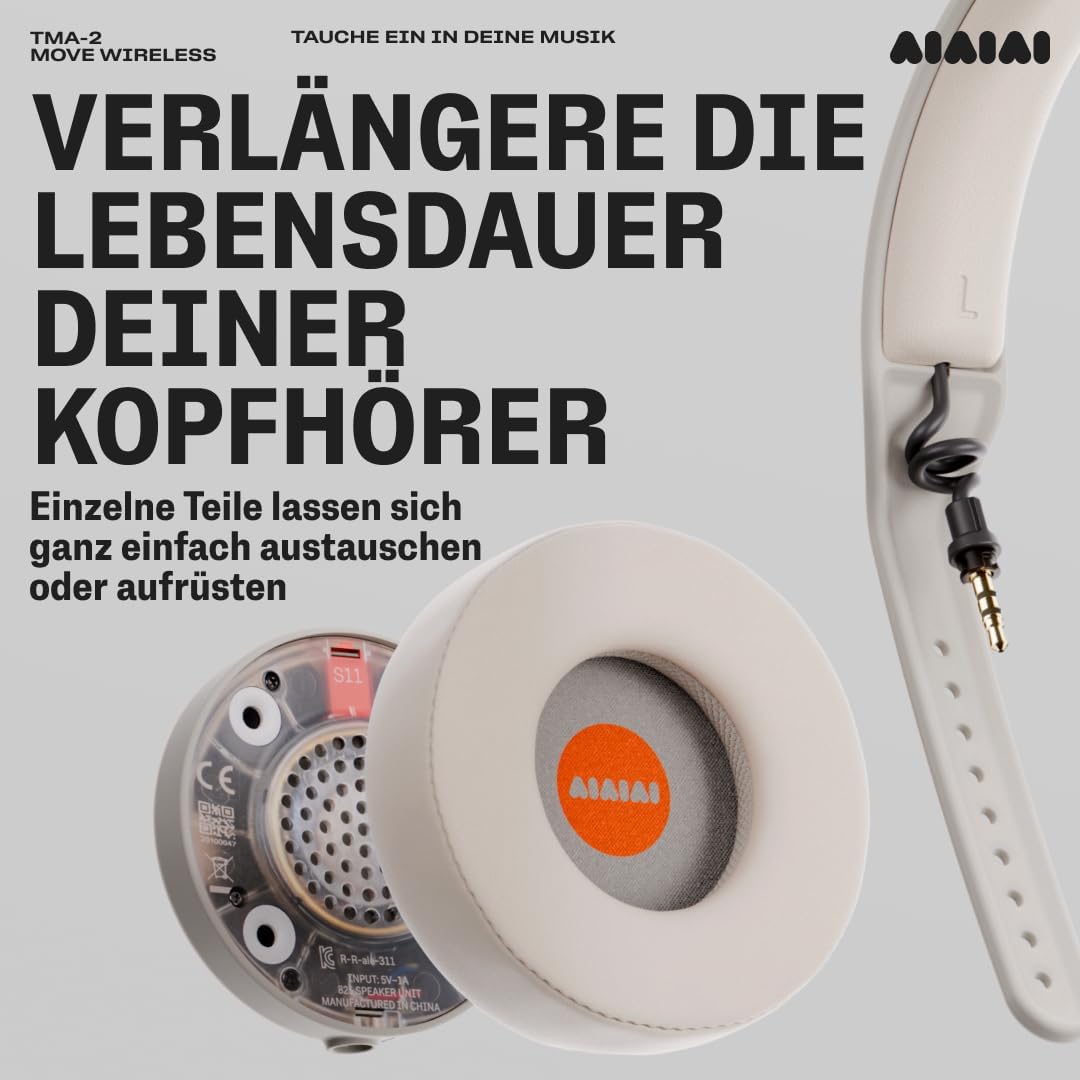 AIAIAI TMA-2 Move Wireless Kopfhörer – Bluetooth 5.3, Bio-Membran-Treiber, 40+ Stunden Akkulaufzeit,