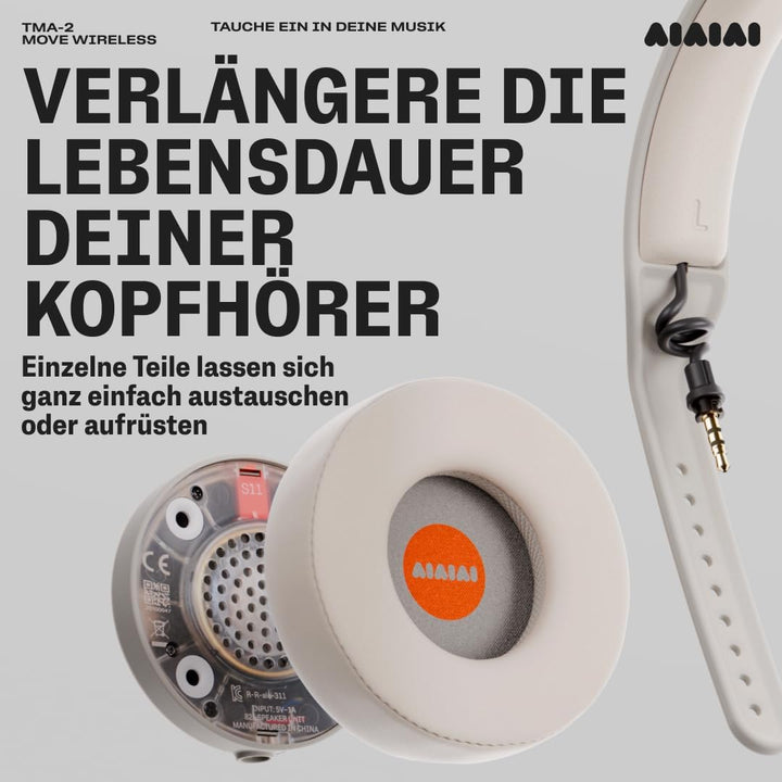 AIAIAI TMA-2 Move Wireless Kopfhörer – Bluetooth 5.3, Bio-Membran-Treiber, 40+ Stunden Akkulaufzeit,