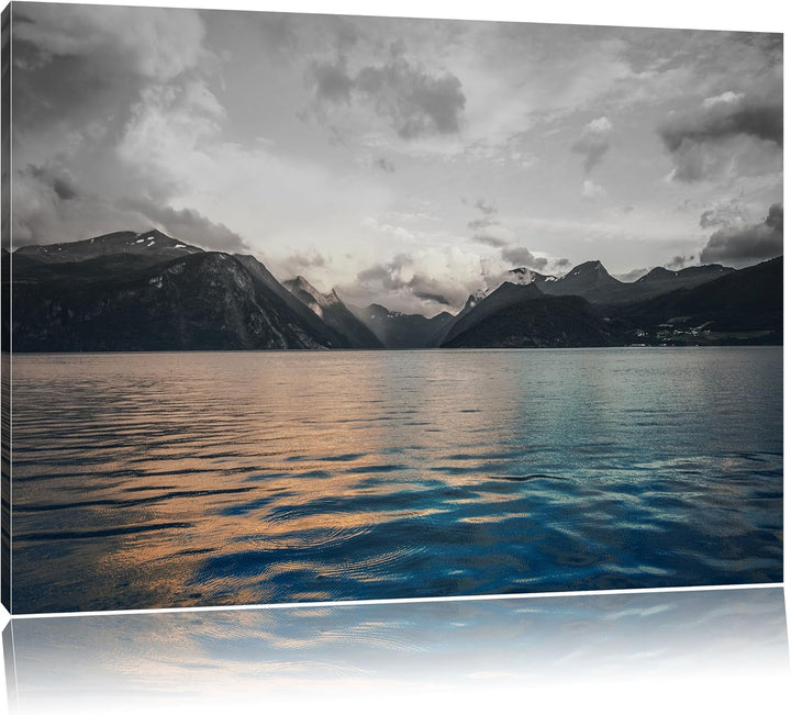 Pixxprint eine schöne Landschaft im Norden B&W Detail, Format: 100x70 auf Leinwand, XXL riesige Bild