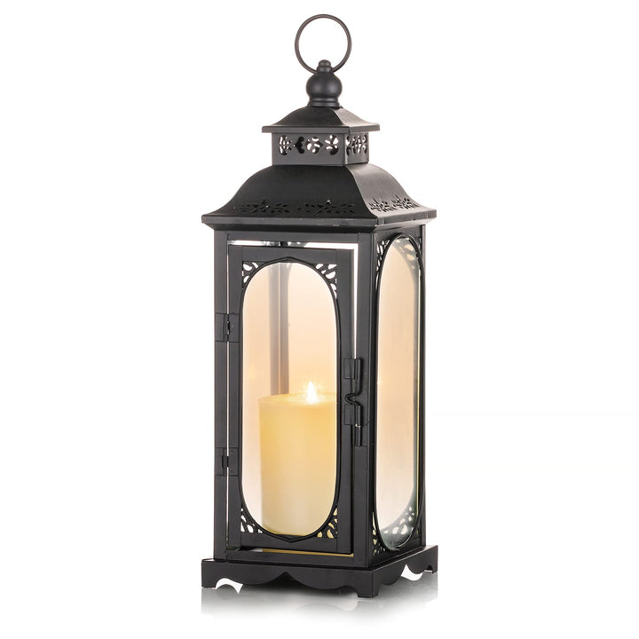 Romadedi Laterne Gross für Draussen - 35cm Schwarz Vintage Windlicht Laternen Deko für Kerzen Hochze
