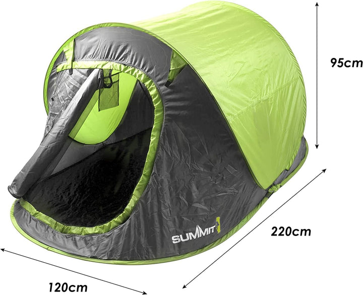 PMS VFM – Pop-Up-Zelt 2 Personen, Camping, einfach aufzubauen – Netztür zur Belüftung, wasserdicht,