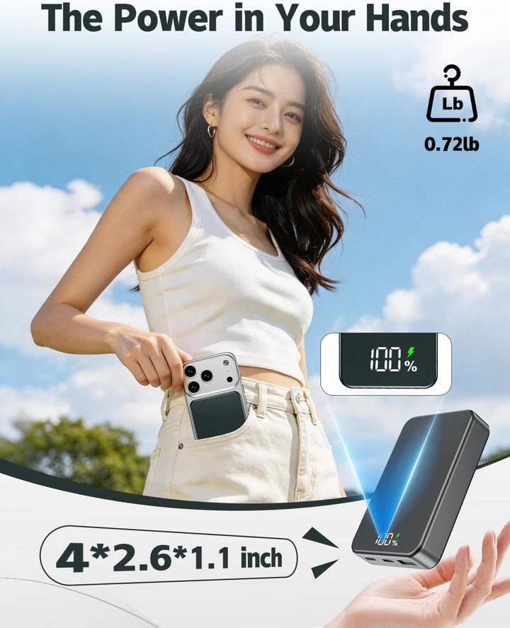 26800mAh Magnetische Powerbank, Mag-Safe-kompatibles kabelloses tragbares Ladegerät aus Aluminiumleg