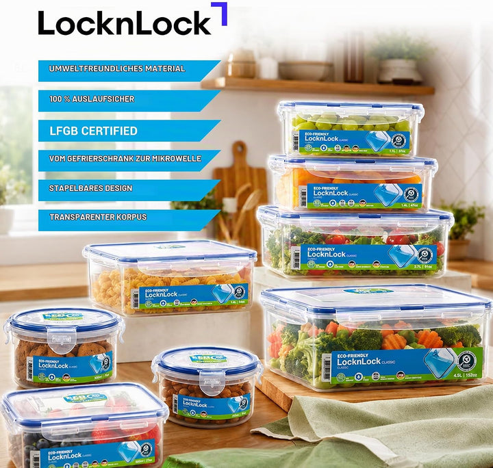 Lock &amp; Lock HPL823 Frischhaltebox, quadratisch, 870 ml, 6 Stück