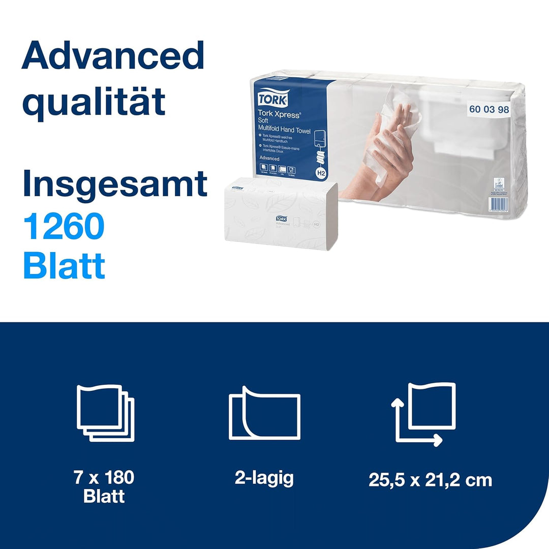 Tork Xpress weiche Multifold Papierhandtücher 600289 - H2 Advanced Falthandtücher für Handtuchspende
