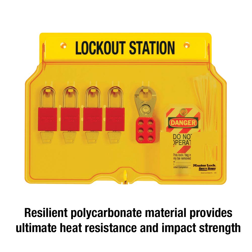 Master Lock Lockout Tagout Station, abgedeckte Gruppen-Lockout-Station, inklusive 4 Aluminium-Vorhän