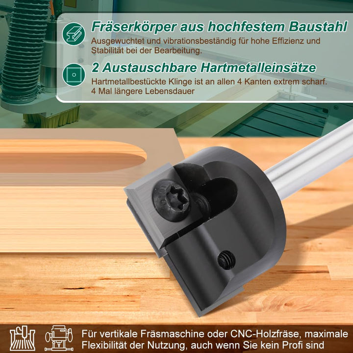 BALUGAEA Planfräser für Oberfräsen mit 6 mm Schaft – 25,4 mm Schnittdurchmesser – ausgestattet mit 2