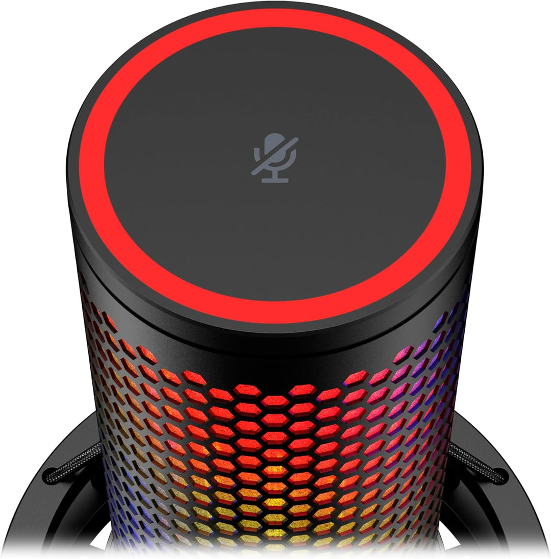 HyperX QuadCast 2 S USB-Mikrofon, RGB-Beleuchtung, 32-Bit/192 kHz Audio, vier Richtcharakteristiken,
