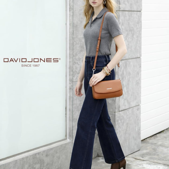 David Jones - Kleine Umhängetasche Damen - Crossbody Bag PU Leder - Frau Kette Schultertasche Rechte