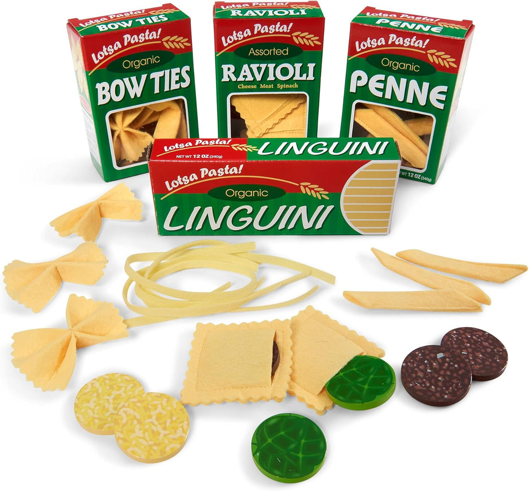 Melissa & Doug Pasta Spielset - 50+ Teile inklusive verschiedener Spiel-Nudelsorten aus Filz, Töpfe